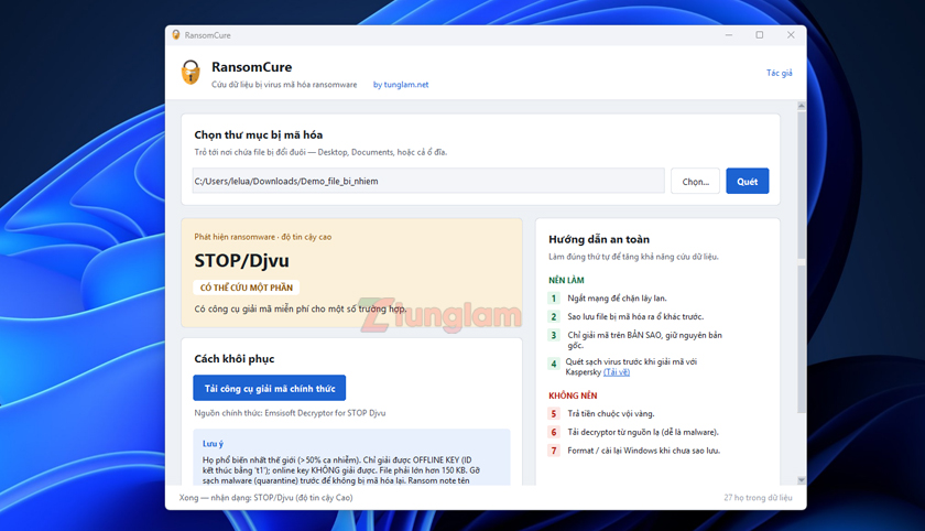 RansomCure cứu dữ liệu bị virus mã hóa